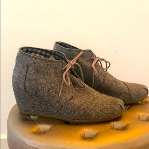 Toms wedge grey booties, size 10, great condition